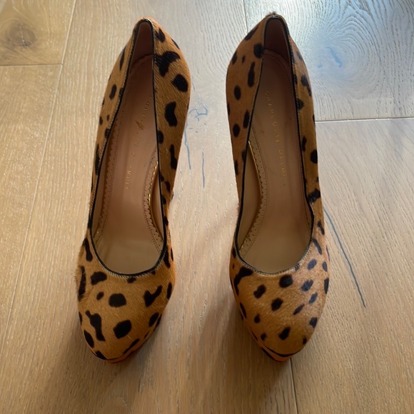 Good Condition: No box,no bag Charlotte Olympia leopard platform heels - Picture 1 of 5
